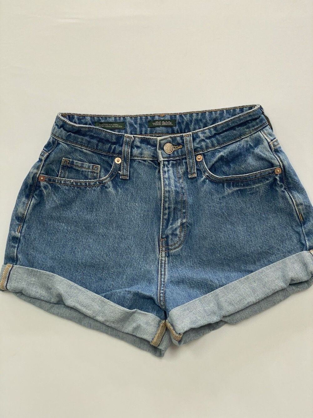 Wild Fable Highest Rise Mom Shorts - Size 00/24R - Blue Denim "HAPPY"
